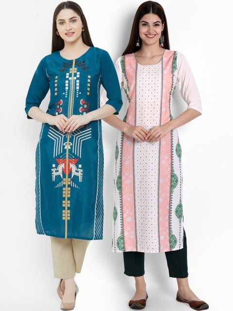 

Ethnic basket Women Set of 2 Multi Printed Crepe Kurtas