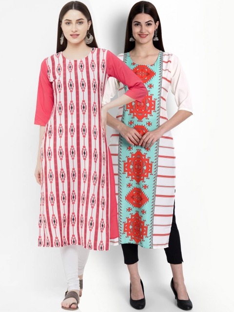 

Ethnic basket Women Pack Of 2 Printed Crepe Kurta, Multi