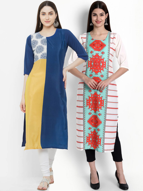 

Ethnic basket Women Set of 2 Ethnic Motifs Printed Crepe Kurta, Multi