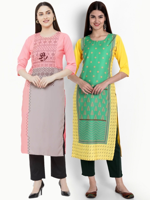 

Ethnic basket Women Pack Of 2 Ethnic Motifs Printed Kurtas, Multi