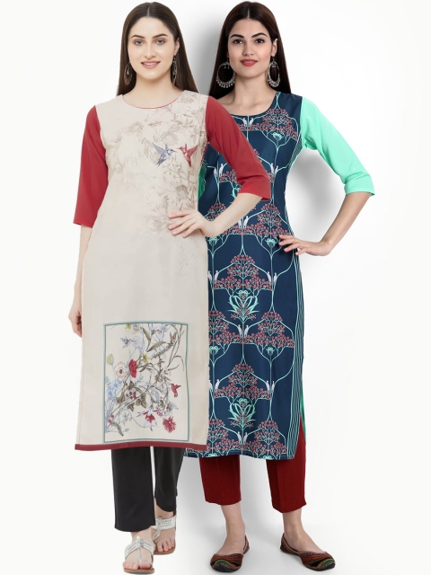

Ethnic basket Women Multicoloured Embroidered Flared Sleeves Crepe Kurta, Multi
