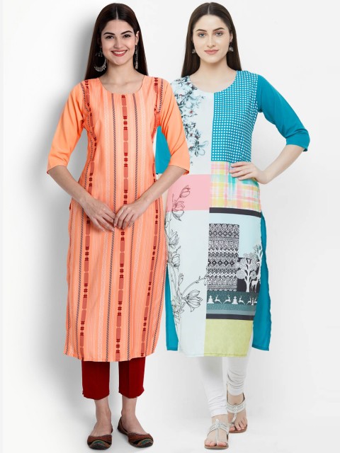 

Ethnic basket Women Pack Of 2 Printed Crepe Kurta, Multi