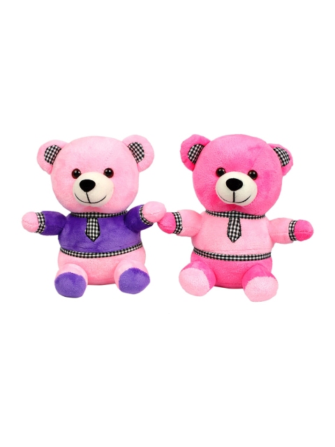 

DukieKooky Unisex Kids Set Of 2 Teddy Bear With Tie Soft Toys, Pink