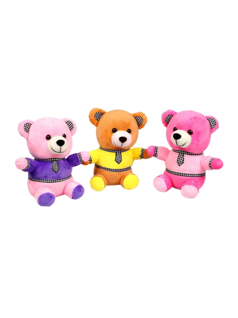 

DukieKooky Kids Set Of 3 Teddy Bear with Tie Soft Toys, Yellow