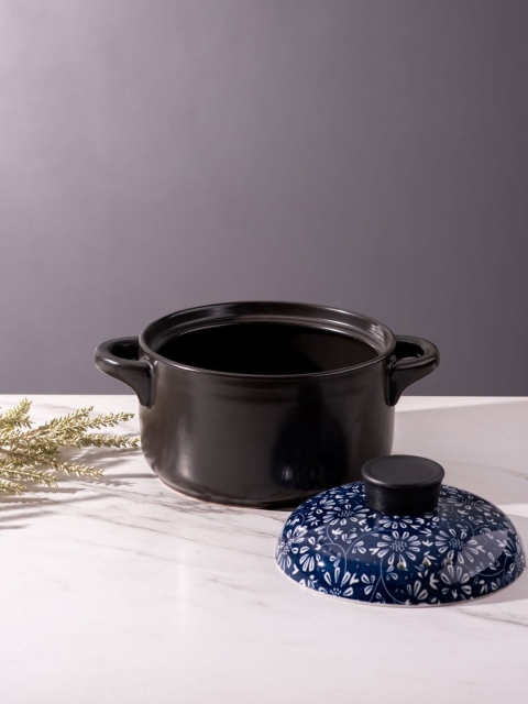 

THEDECORKART Black & Blue Solid Casserole with Lid