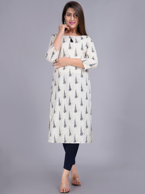 

KALINI Women Beige & Black Ethnic Motifs Printed Straight Kurta