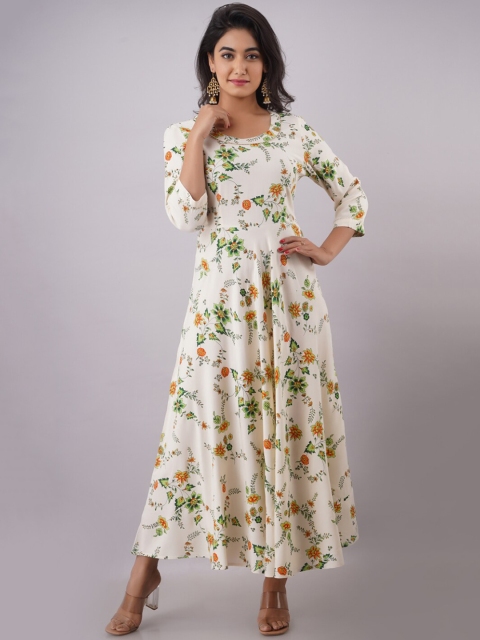 

KALINI Women Beige Floral Printed Floral Anarkali Kurta