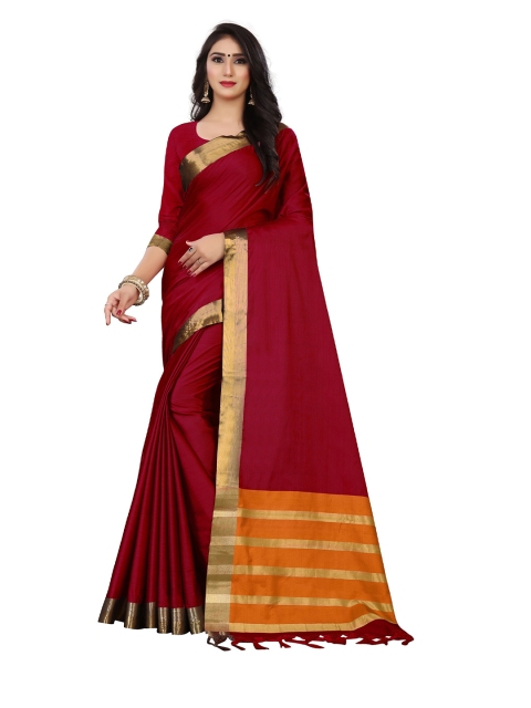 

VENISA Red & Orange Zari Art Silk Saree