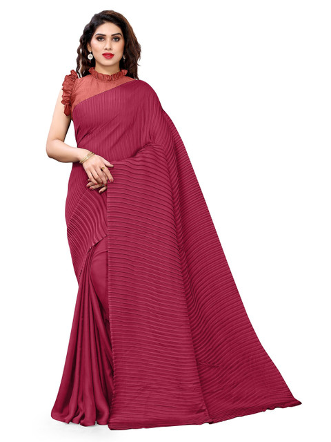 

KALINI Pink Striped Satin Saree