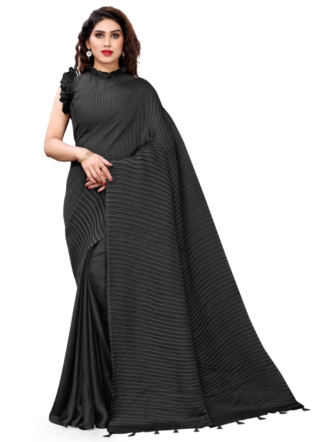 

MIRCHI FASHION Black Satin Georgette Saree