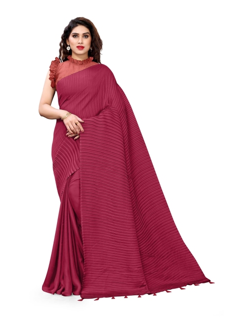 

MIRCHI FASHION Pink Striped Satin Georgette Saree