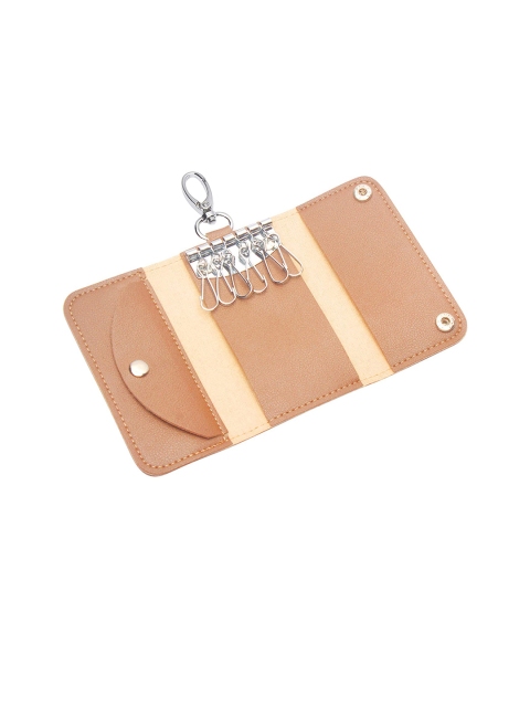 

Instabuyz Beige & Silver-Toned Solid Leather Key Chain