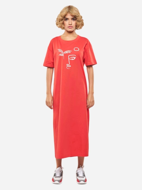 

BLUEAGE Women Red T-shirt Maxi Dress