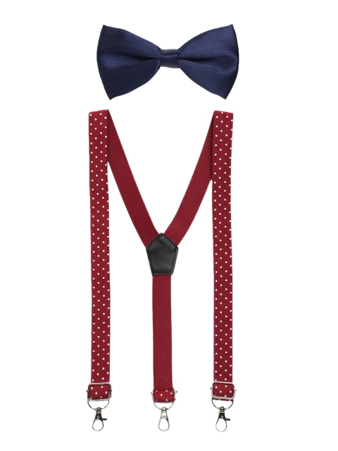 

NEO NATIVES Boys Maroon Printed Adjustable Y-Back Elastic Suspender