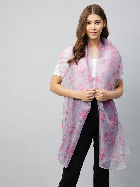 

Athena Women Pink & Grey Floral Printed Scarf