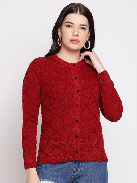 

Madame Women Maroon Cardigan