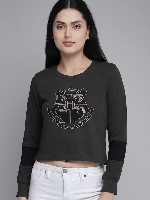 

Free Authority Women Olive Green Harry Potter Printed Sweatshirt