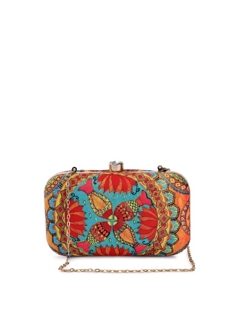 

TRINK Red & Blue Embellished Box Clutch