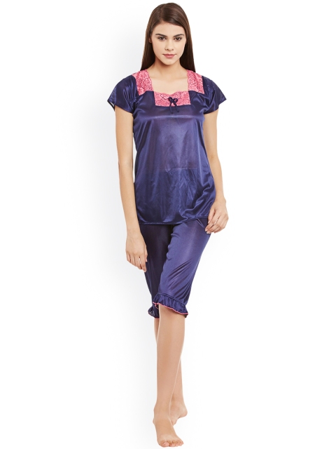 

Clovia Blue Satin Night Suit NSM592P08O