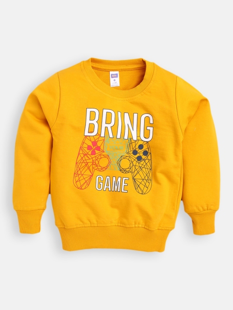 

Nottie Planet Boys Mustard Printed Sweatshirt