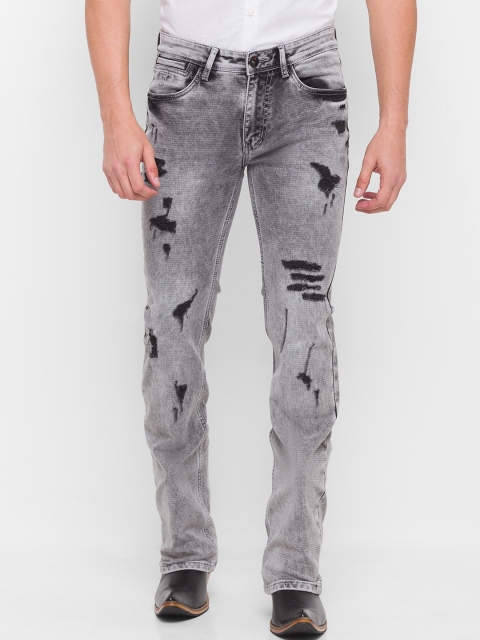 

mode de base Men Grey Texas Bootcut Highly Distressed Heavy Fade Stretchable Jeans