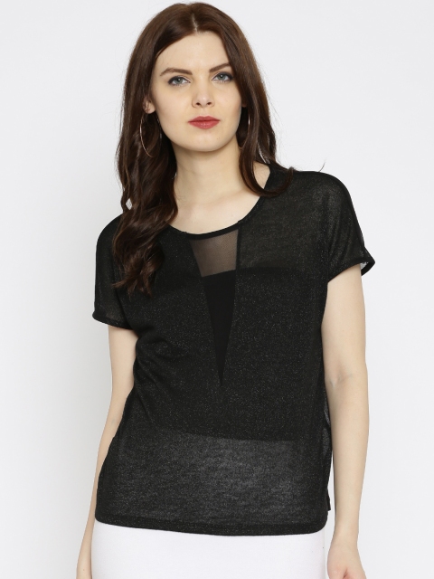 

ONLY Women Black Shimmer Sheer Top