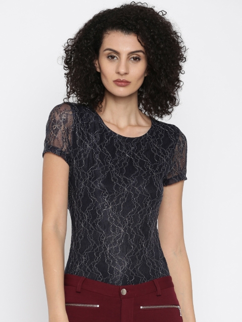 

ONLY Women Navy Lace Top, Navy blue