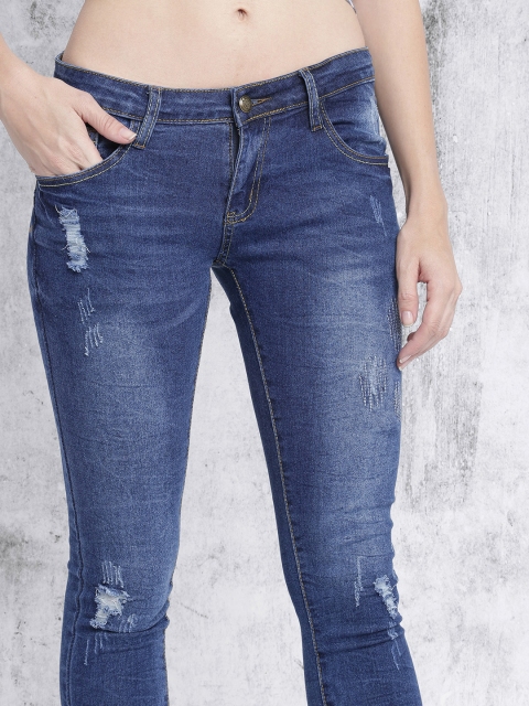 

Roadster Blue Slim Fit Mid-Rise Distressed Jeans