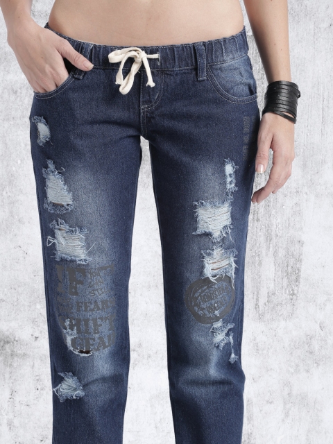 

Roadster Blue Slim Fit Mid Rise Highly Distressed Jeans