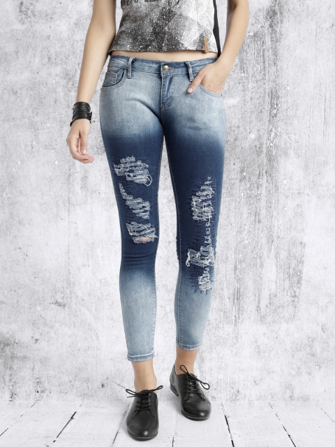 

Roadster Women Blue Slim Fit Highly Distressed Jeans