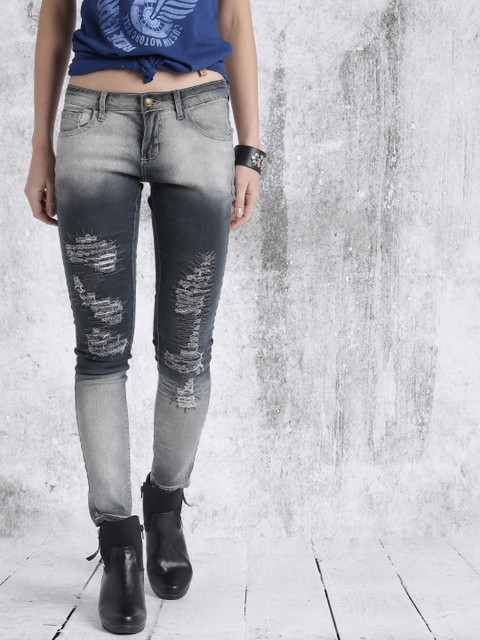 

Roadster Blue Slim Fit Mid-Rise Mildly Distressed Jeans