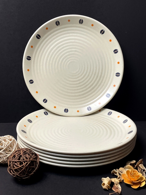 

LIVING ROOTS White & Black 6 Pieces Printed Melamine Matte Plates