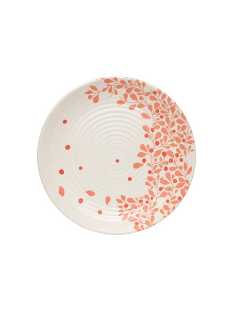 

LIVING ROOTS Set Of 6 Cream-Coloured & Off White Floral Printed Dinner Plates