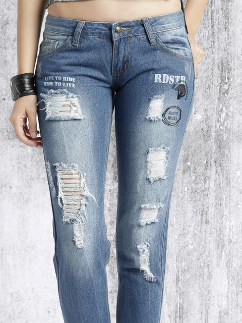 

Roadster Women Blue Slim Fit Highly Distressed Jeans