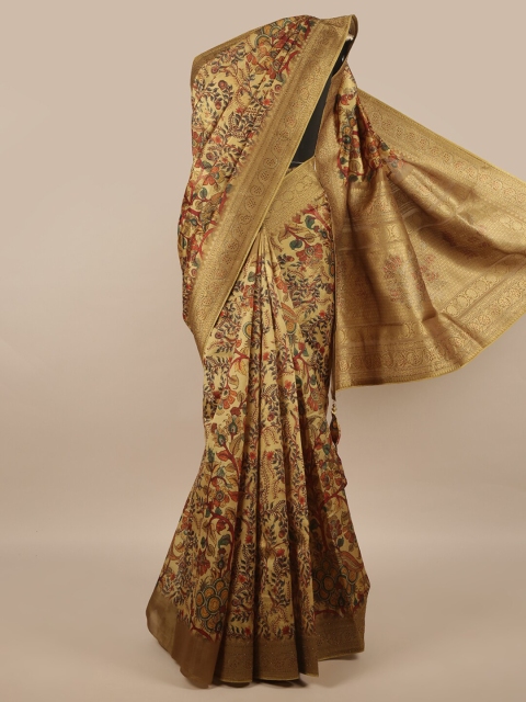 

Pothys Green & Red Floral Zari Jute Silk Saree