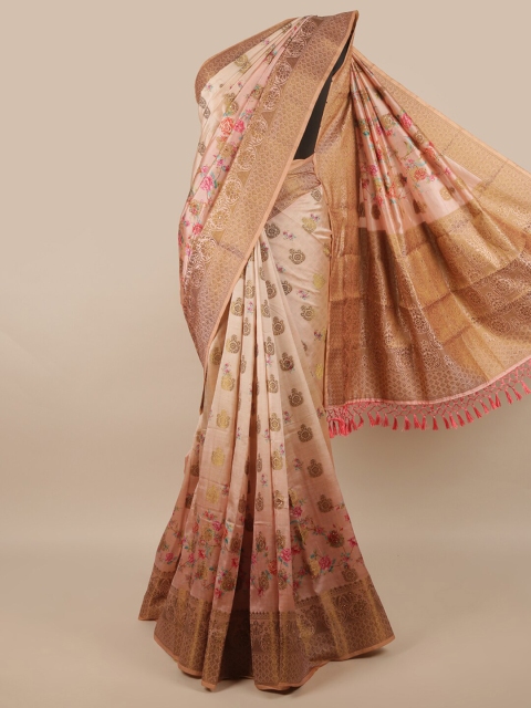 

Pothys Pink & Gold-Toned Woven Design Zari Jute Silk Saree