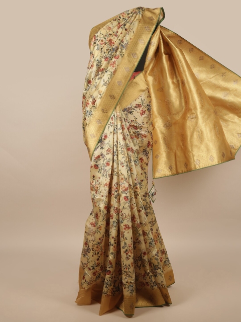

Pothys Green & Red Floral Zari Jute Silk Saree
