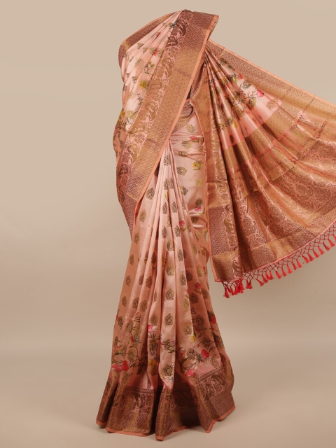 

Pothys Pink & Gold-Toned Woven Design Zari Jute Silk Saree