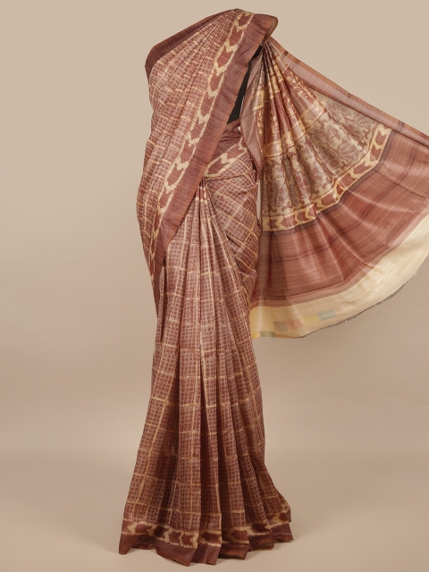 

Pothys Brown & Cream-Coloured Jute Silk Saree