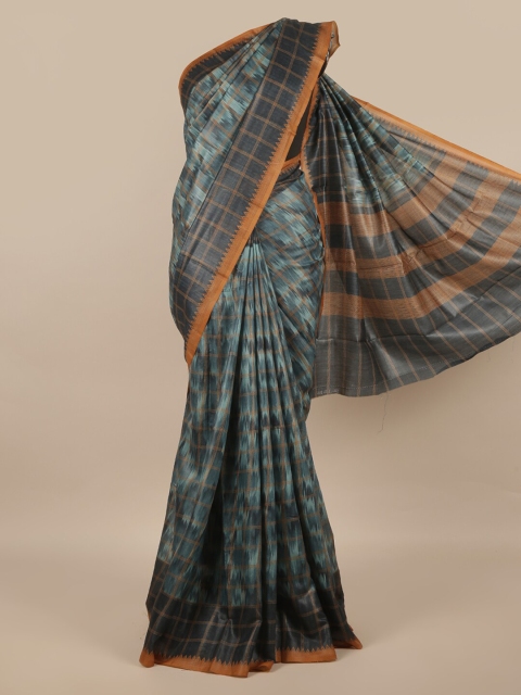 

Pothys Blue Printed Jute Silk Saree