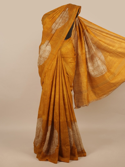 

Pothys Mustard & Cream Abstract Printed Saree