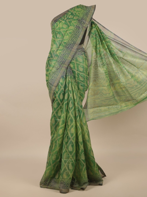 

Pothys Green & Blue Paisley Jute Silk Saree