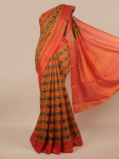 

Pothys Red & Gold-Toned Zari Jute Silk Saree