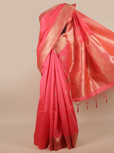 

Pothys Pink & Gold-Toned Ethnic Motifs Zari Jute Silk Saree