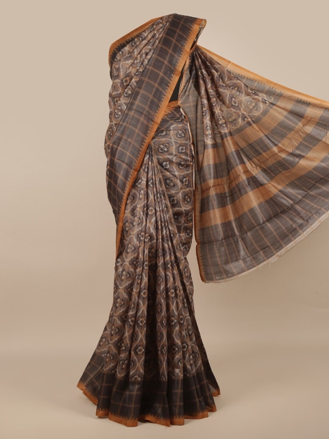 

Pothys Grey & Tan Ethnic Motifs Jute Silk Saree