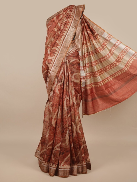 

Pothys Brown & Beige Ethnic Motifs Zari Jute Silk Saree