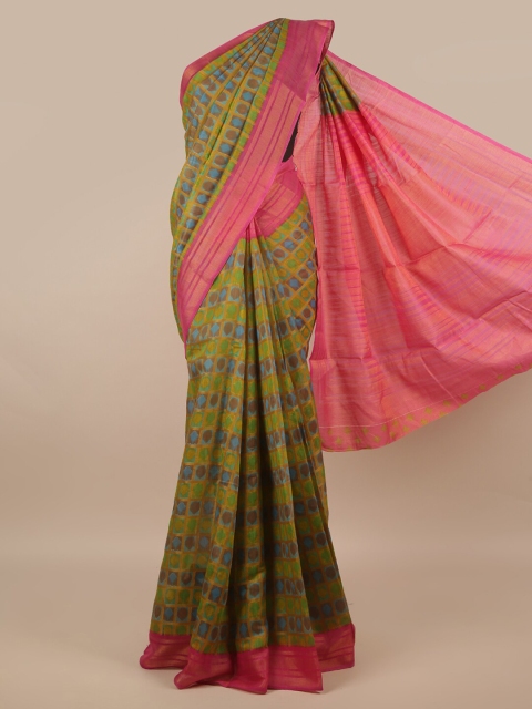 

Pothys Blue & Green Checked Jute Silk Saree