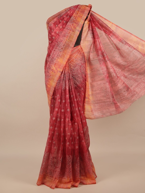

Pothys Pink & White Ethnic Motifs Jute Silk Saree