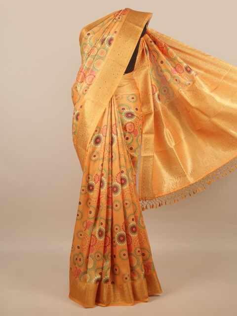 

Pothys Orange & Purple Ethnic Motifs Jute Silk Saree