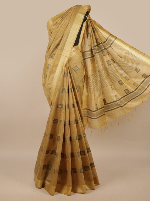 

Pothys Mustard & Black Zari Linen Blend Saree